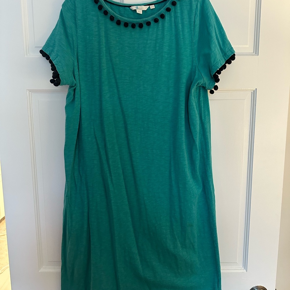 Boden Green Sheath Dress with navy accents Casual Short Sleeve